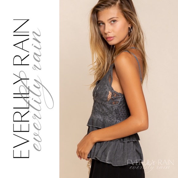 POL Beautiful Lace Detail Ruffled Tank Top - Picture 6 of 10